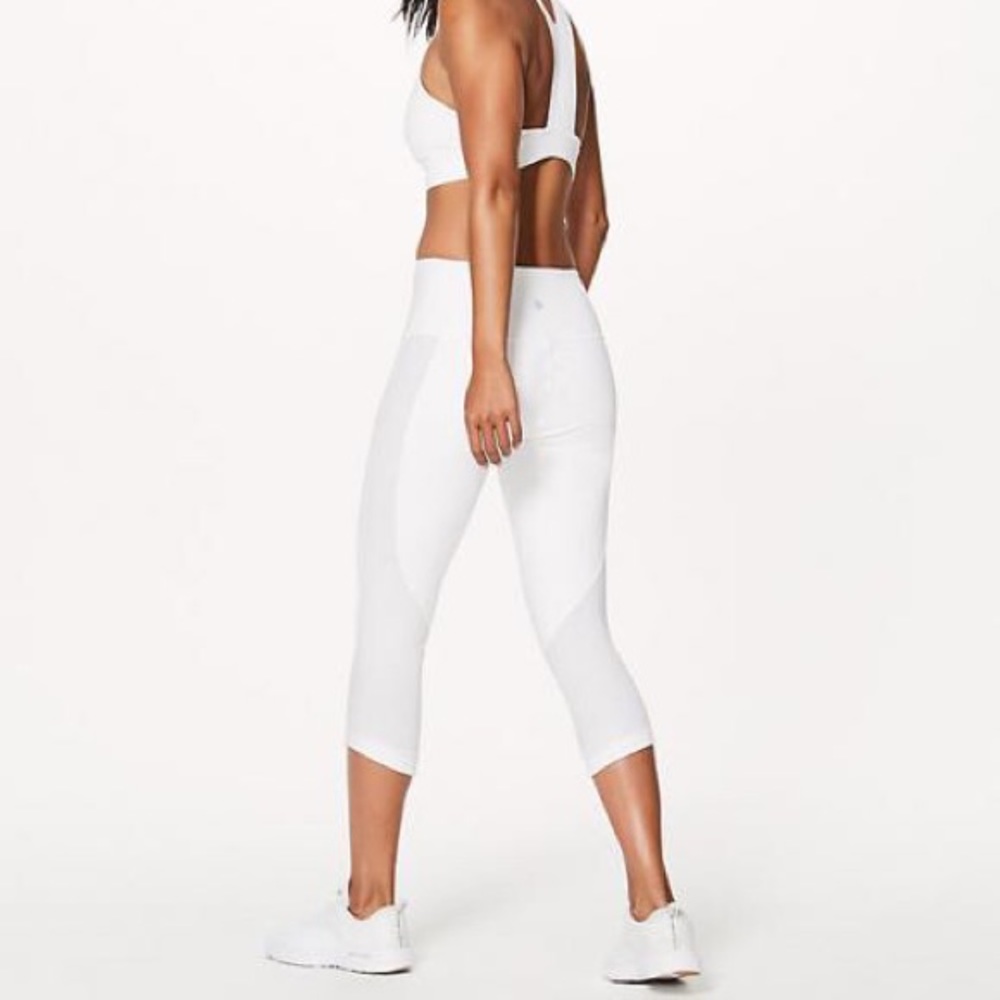 White Lululemon Ready Set Go Crop Leggings
